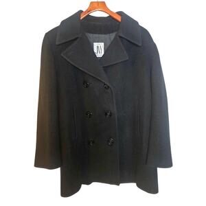 Jones New York Vintage Black Double Breasted Wool Pea Coat